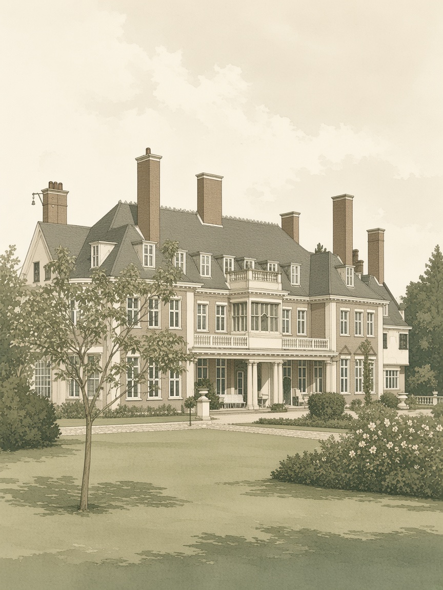 A print of Cavenham Hall and the park